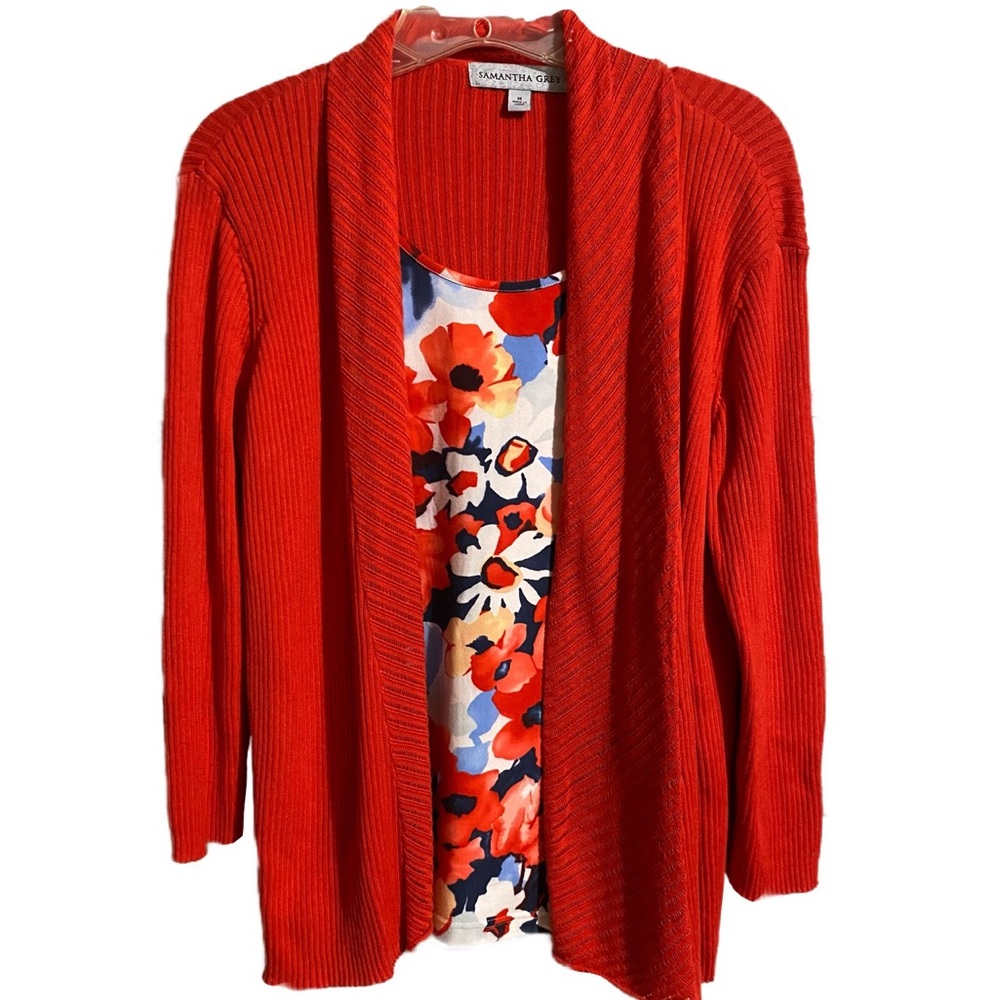 Samantha Grey Mock Double Layer Top with Sweater Size Medium